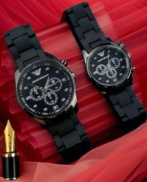 Water Resistant Quartz Chronograph Couple Water - 2 Pcs Unisex Set